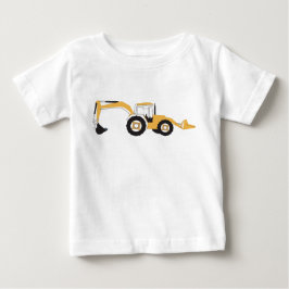 Camiseta Para Bebê Caminhão de Construção Retroescavadeira