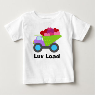 Camiseta Para Bebê Caminhão de Corações de Meninos Fofos