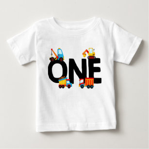 Camiseta Para Bebê Caminhão de Despejo de Construção do Primeiro Aniv