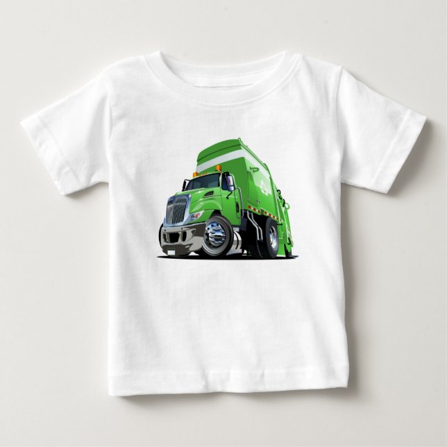 Camiseta Para Bebê Caminhão de lixo de cartum (Frente)