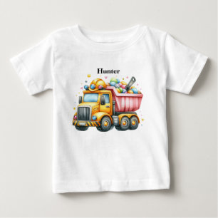 Camiseta Para Bebê Caminhão de lixo de menino
