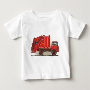 Camiseta Para Bebê Caminhão de lixo vermelho