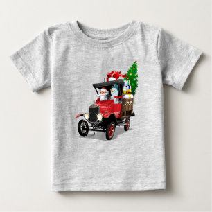 Camiseta Para Bebê Caminhão de Natal da Cartoon