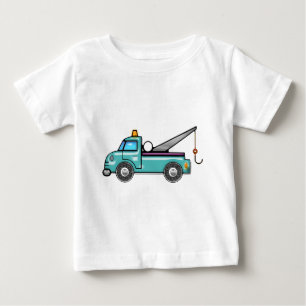 Camiseta Para Bebê Caminhão de reboque azul resistente
