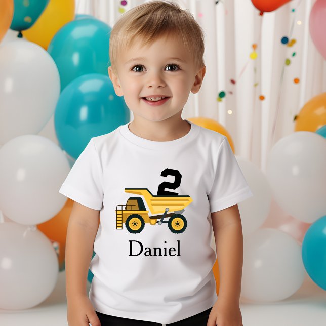 Camiseta Para Bebê Caminhão de segundo aniversário com 2 anos de idad (Criador carregado)
