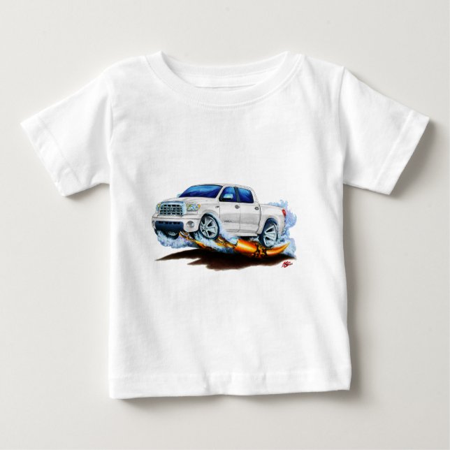 Camiseta Para Bebê Caminhão do branco de Crewmax da tundra de Toyota (Frente)