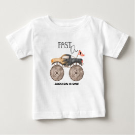 Camiseta Para Bebê Caminhão monstro 1º aniversário Fast ONE crianças