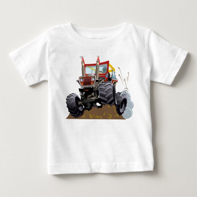 Camiseta Para Bebê Caminhão monstro de cartum (Frente)