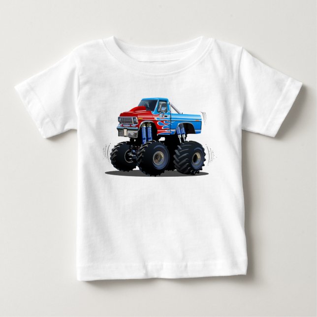 Camiseta Para Bebê Caminhão monstro de cartum (Frente)