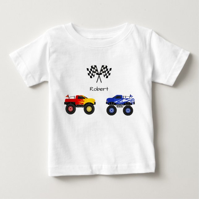 Camiseta Para Bebê Caminhão Monstro Personalizado  (Frente)