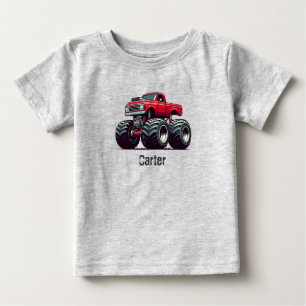 Camiseta Para Bebê Caminhão monstro vermelho 
