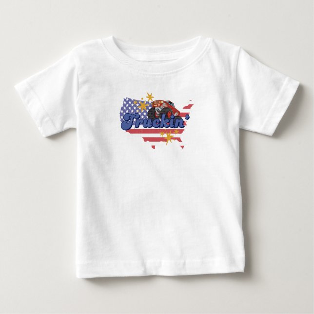 Camiseta Para Bebê Caminhão Patriótico (Frente)
