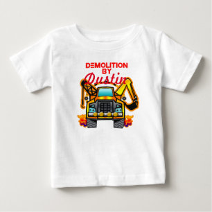 Camiseta Para Bebê Caminhão personalizado da demolição da constru