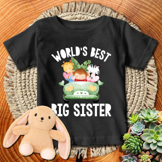 Camiseta Para Bebê Caminhão Verde Safari Animais Melhor Irmã Mais Vel