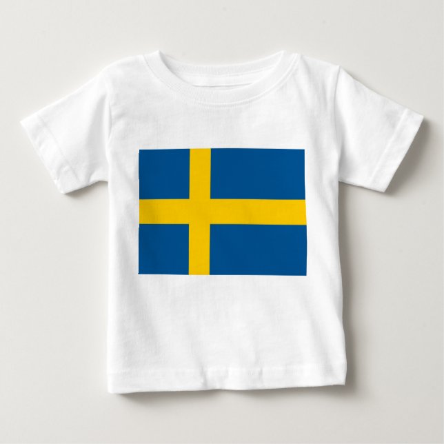 Camiseta Para Bebê Camisa-bebê com bandeira de Suecia (Frente)