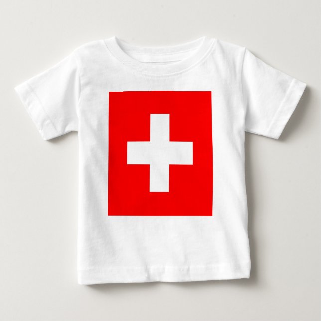 Camiseta Para Bebê Camisa-bebê com bandeira de Suiça (Frente)