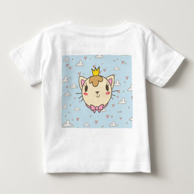 Camiseta Para Bebê Camisa-bebê com Design de gato-abafado - Adorável  (Verso)
