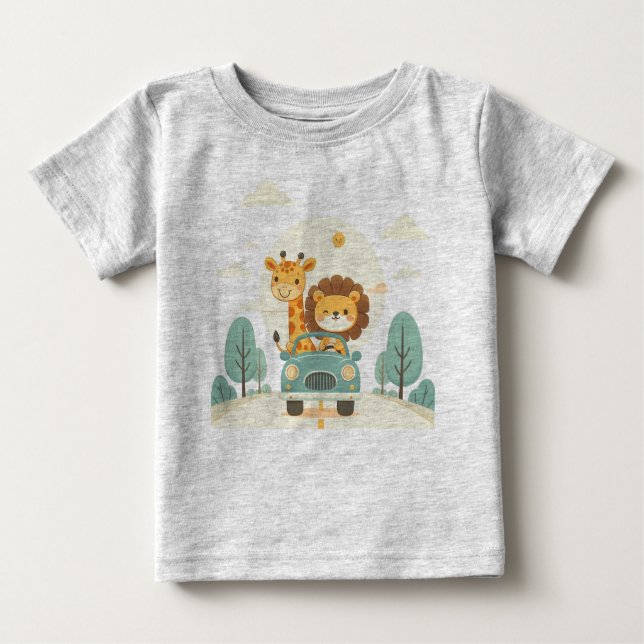 Camiseta Para Bebê Camisa-bebê com Impressão de animação de animais b (Frente)