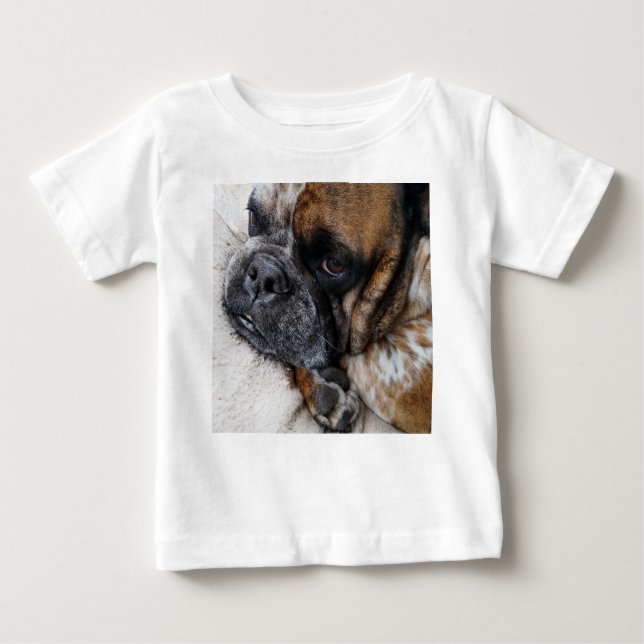 Camiseta Para Bebê Camisa-Bebê de Foto de Bulldog Vitoriana Custa (Frente)