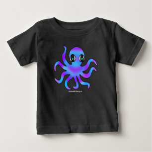 Camiseta Para Bebê Camisa-bebê - Octopus violeta azul (vívido)