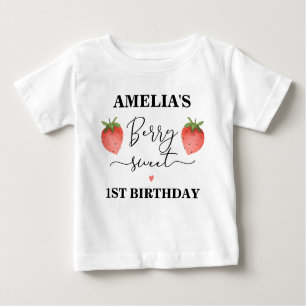 Camiseta Para Bebê Camisa-primeiro aniversario doce de morango Berry