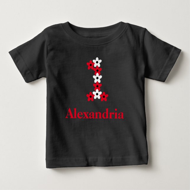 Camiseta Para Bebê Camisa-primeiro aniversario Floral Baby (Frente)