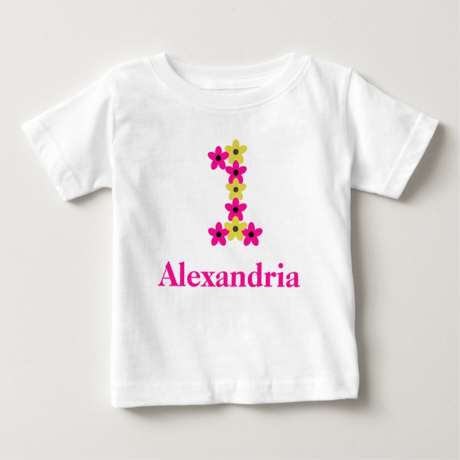 Camiseta Para Bebê Camisa-primeiro aniversario Floral Baby (Frente)