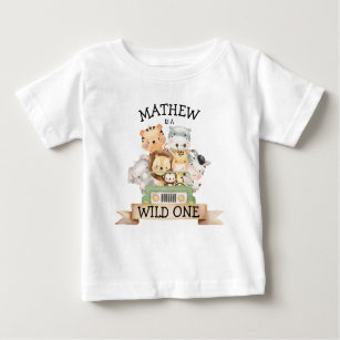 Camiseta Para Bebê Camisa-primeiro aniversario Selvagem Safari Selvag