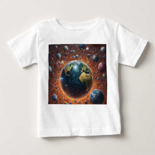 Camiseta Para Bebê Camisa-T Celestial Harmonia Terra (Frente)