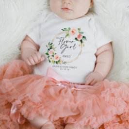 Camiseta Para Bebê Camisa-T da Flor Floral Blush Wreath Girl