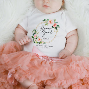 Camiseta Para Bebê Camisa-T da Flor Floral Blush Wreath Girl