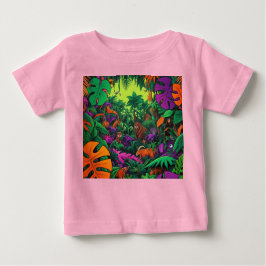 Camiseta Para Bebê Camisa-T de Animais Exóticos da Cena Selva