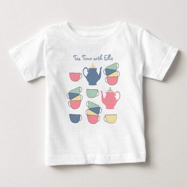 Camiseta Para Bebê Camisa-T de Bebê Personalizada no Tempo do Chá (Frente)