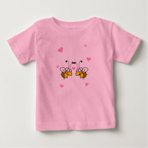 Camiseta Para Bebê Camisa-T de Criança Rosa da Abelha