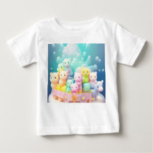 Camiseta Para Bebê Camisa-T de Pastel Enchida Animal Baby Fine Jersey