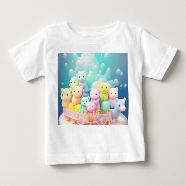 Camiseta Para Bebê Camisa-T de Pastel Enchida Animal Baby Fine Jersey (Frente)