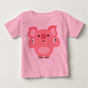 Camiseta Para Bebê Camisa-T De Porco De Cartoon Musclado, Cute