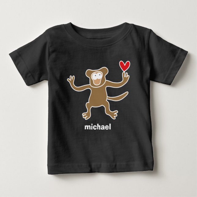 Camiseta Para Bebê Camisa-T de um boneco de macaco castanho (Frente)