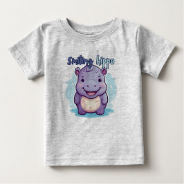 Camiseta Para Bebê Camisa-T do hipopótamo sorridente