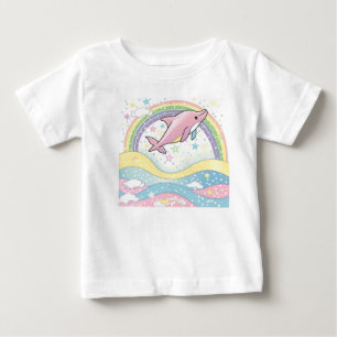 Camiseta Para Bebê Camisa-taz-taça-taça-taça-rosa-branca-golfinho com