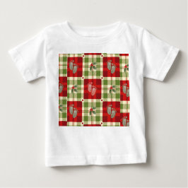 Camiseta Para Bebê Camisa-Xadrez de Natal russa - Vermelho Festivo