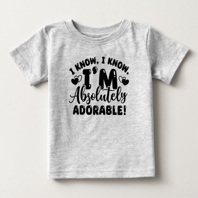 Camiseta Para Bebê Camiseta Adorável de Bebê cinza (Frente)