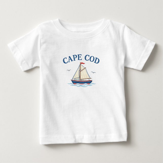 Camiseta Para Bebê Camiseta Bebê Barco de Vela Cape Cod (Frente)