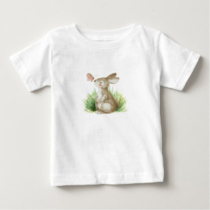Camiseta Para Bebê Camiseta bebê com coelho e borboleta.