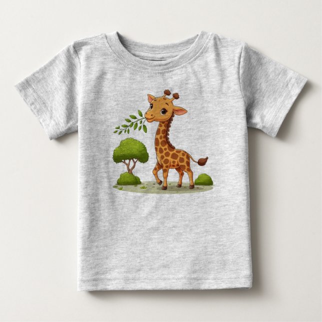 Camiseta Para Bebê Camiseta Bebê com impressão de Girafa Bonita (Frente)