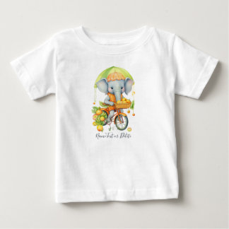Camiseta Para Bebê Camiseta Bebê Elefante De Ciclismo Aquarela