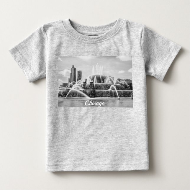 Camiseta Para Bebê Camiseta Bebê em Escala de Cinza Chicago Buckingha (Frente)