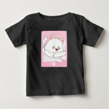 Camiseta Bebê Estampa de Gato Fofa