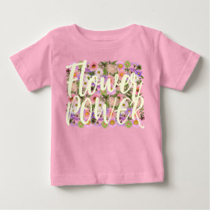 Camiseta Para Bebê Camiseta bebê flower power rosa atitude boho