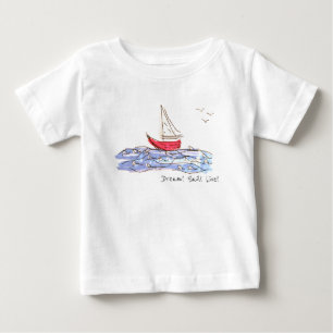Camiseta Para Bebê Camiseta Bebê Gaivotas Barco Mar Sonho Velejar Viv